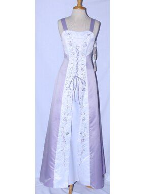 Nox Anabel  #872 Long Satin Two Tone Bridesmaid Dress-Size 2X-LILAC & WHITE-NWT